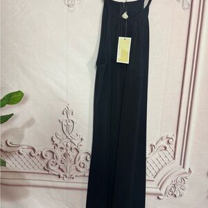 Michael Kors Brand New Stretchy Black Halter Drape Summer Dress Size Medium